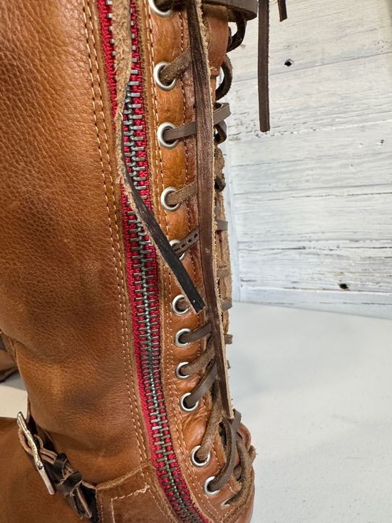Freebird Tan Leather Tall Boots with Lace Up Shaft - Picture 7 of 15